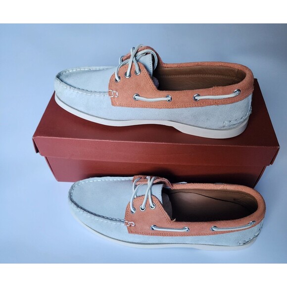 Quoddy Boat Shoe Mens Size 10 Orange Green Classic Leather Made In USA Maine NIB - Picture 1 of 12